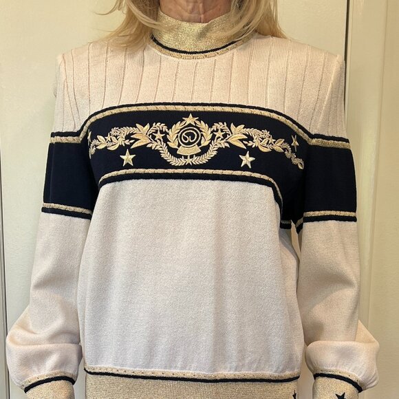 Vintage St. John Collection by Marie Gray Nautical knit sweater size P - Picture 2 of 7